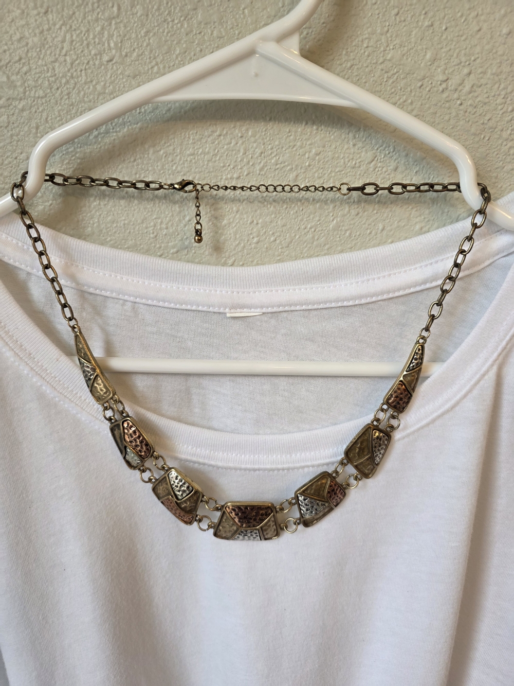 Three-Tone Metal Statement Necklace - Women Jewelry #46